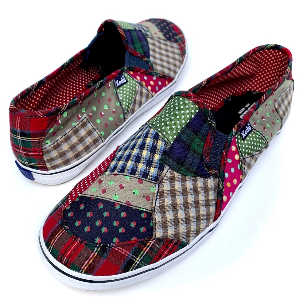 KEDS Slip On Multicolor Patchwork Plaid Sneakers Womens Size 9